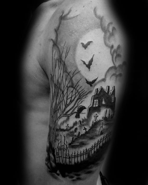 Tattoos of Haunted Houses  Tattoo Ideas Artists and Models