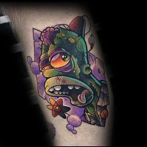 Guys Homer Simpson Zombie Inner Arm Bicep Tattoo Design Ideas
