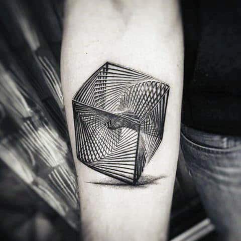 Guys Impossible Object Optical Illusion Forearm Tattoo