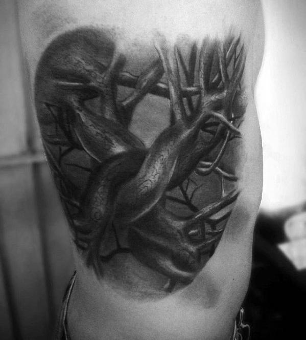 Guys Incredible Tattoo 3d Rib Cage Side Design Idea Inspiration