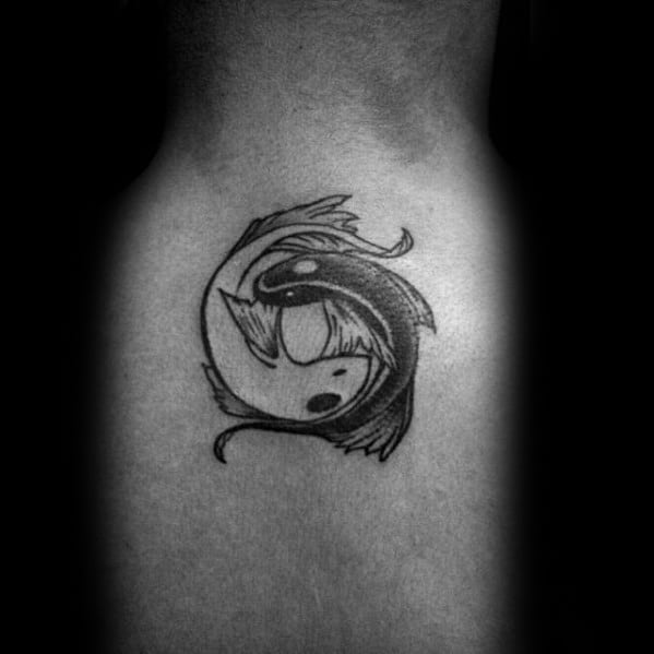 Guys Inner Forearm Small Simple Yin Yang Koi Fish Tattoo Design Ideas