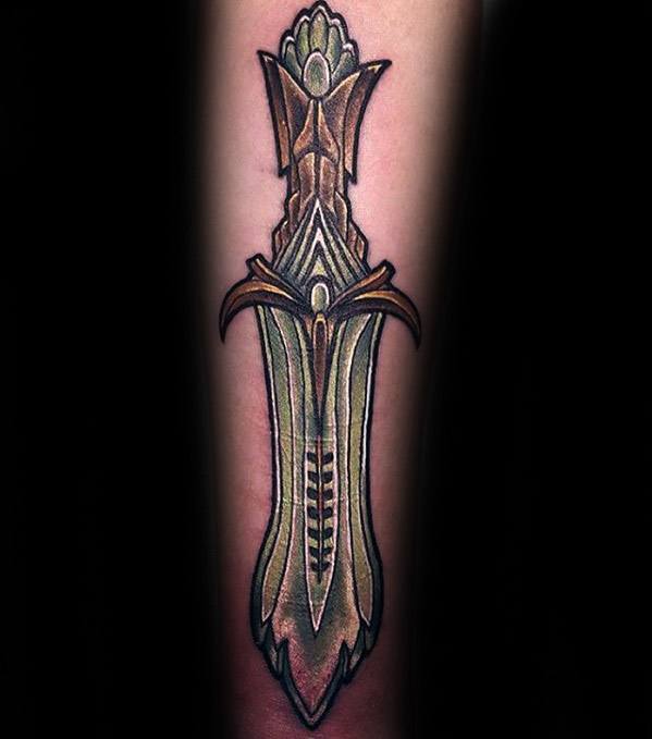 Guys Inner Forearm Sword Tattoo Ideas Skyrim Designs