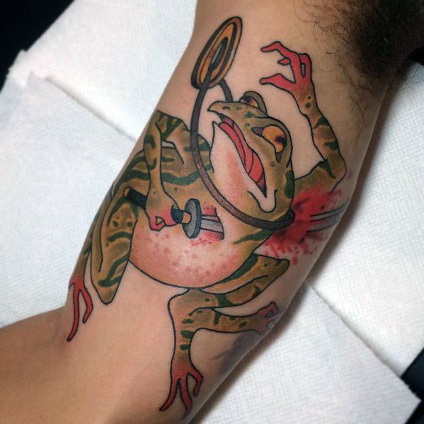 Guys Japanese Frog Tattoos