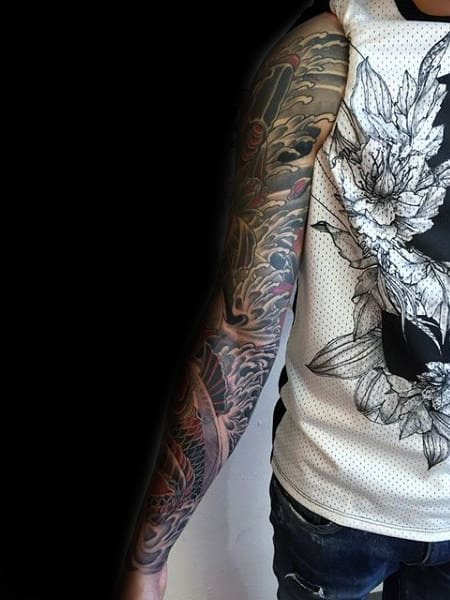 Guys Japanese Sleeve Tattoo