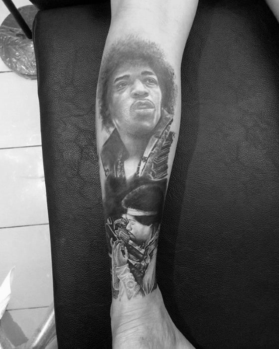 Guys Jimi Hendrix Forearm Tattoo