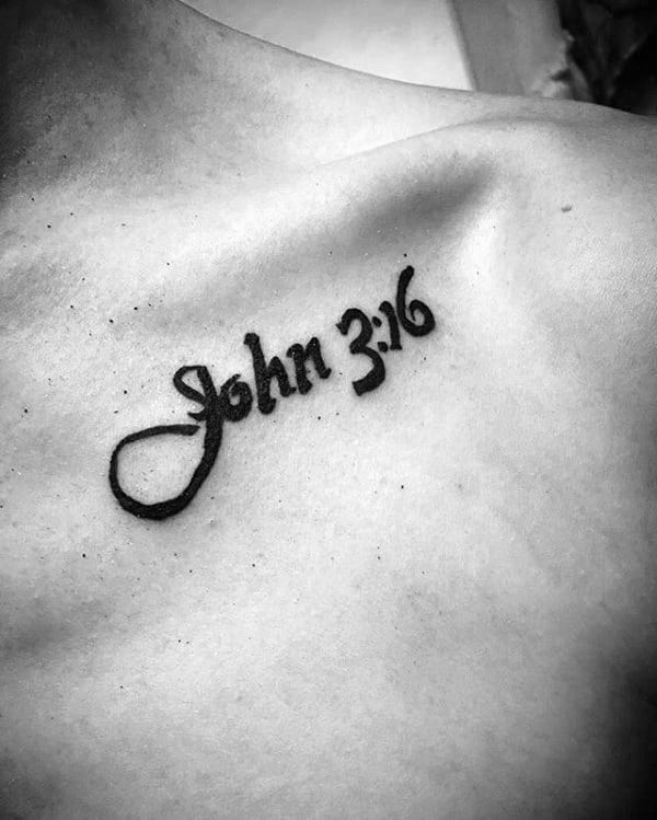 Guys John 316 Christian Collar Bone Tattoo
