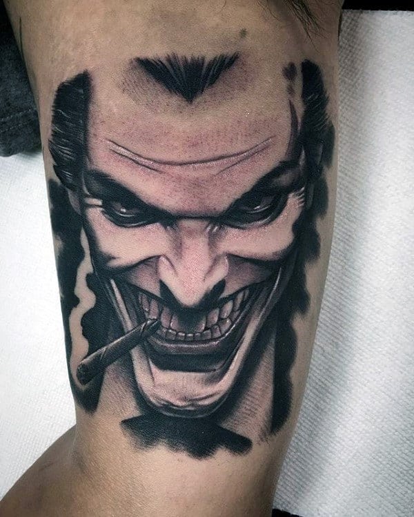 Guys Joker Inner Arm Bicep Tattoos