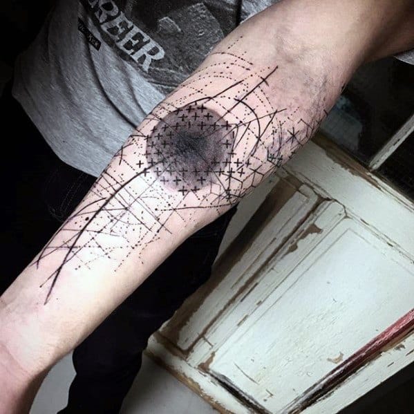 Guys Lines Artsy Abstract Inner Forearm Tattoo