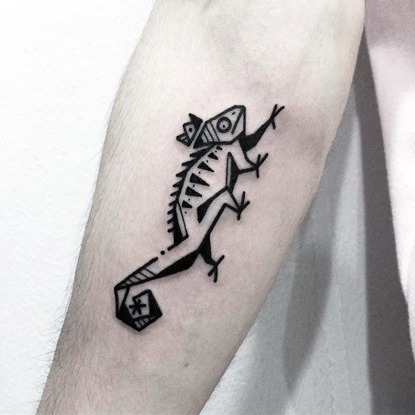 Guys Lizard Small Creative Forearm Tattoo