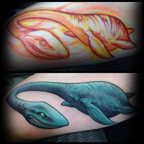 Guys Loch Ness Monster Tattoos On Arm