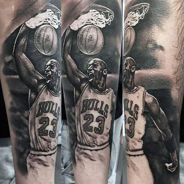 Guys Lower Legs Basketball Player Realism Tattoo