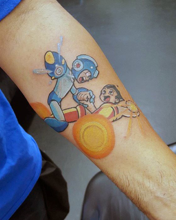 Guys Megaman Video Game Inner Forearm Tattoo Deisgns