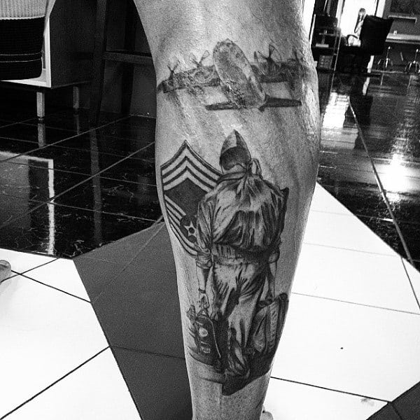 Guys Memorial United States Air Force Leg Tattoos