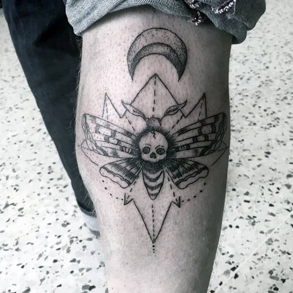 Guys Moon Mothsleg Calf Tattoo