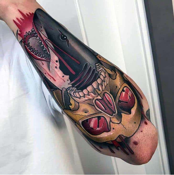Guys Neo Traditional Shark Tattoo Designs