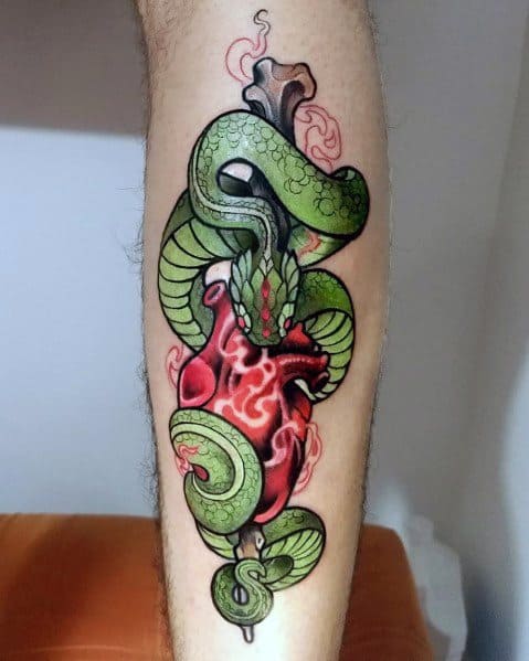 Guys Neo Traditional Snake Tattoos