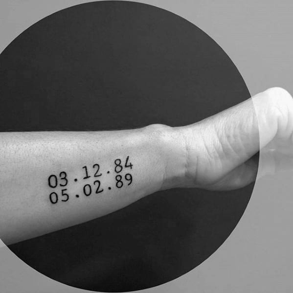 Guys Numbers Awesome Simple Outer Forearm Tattoo