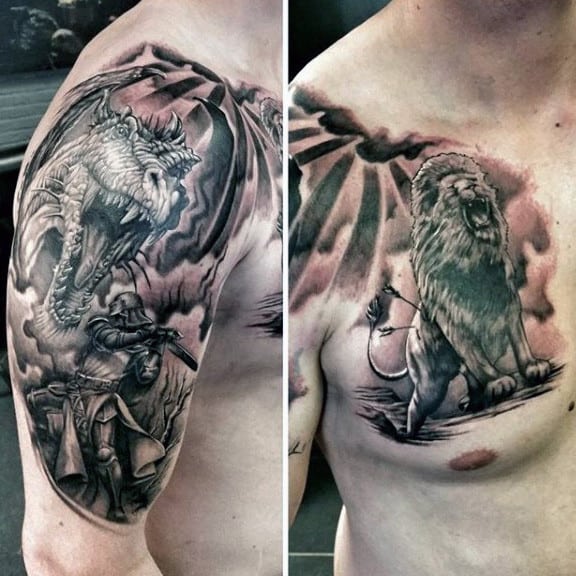 Guys Order Of Saint Lazarus Knight Tattoos With Lion