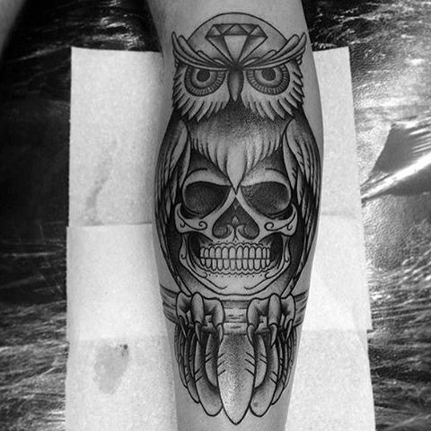 Owl skeleton tattoo by Roy Tsour  Photo 26854