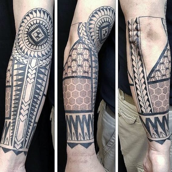 Guys Pattern Tribal Forearm Tattoos