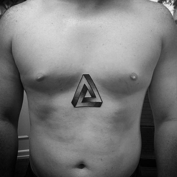 60 Penrose Triangle Tattoo Designs For Men - Impossible Tribar Ideas