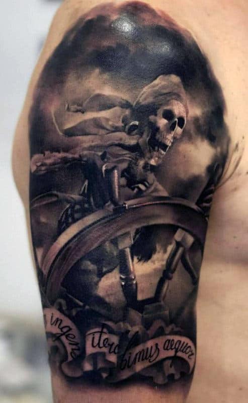 Guy's Pirate Tattoos Designs Half Sleeve