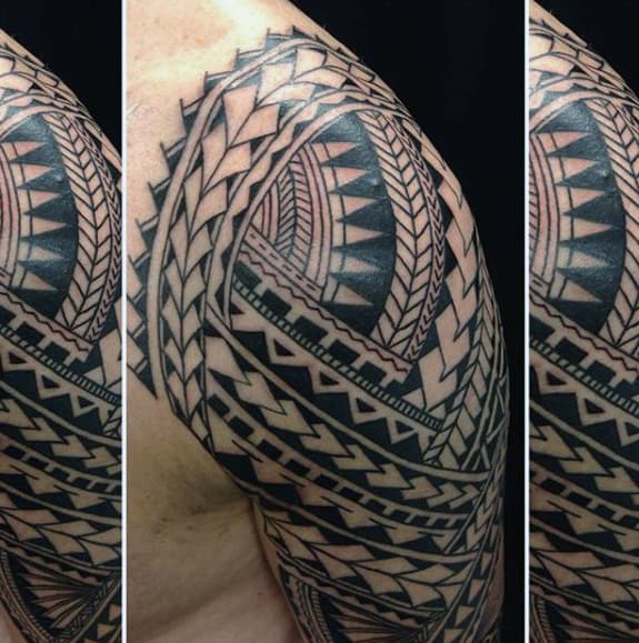 Guys Polynesian Arm Tribal Tattoo Designs