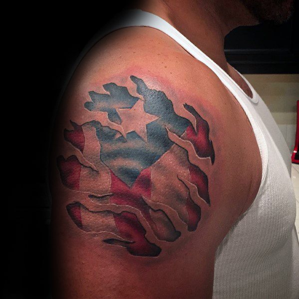 Guys Puerto Rican Flag Tattoos