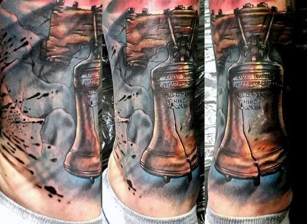 Guys Realistic Cracked Liberty Bell Iconic Tattoo Ideas