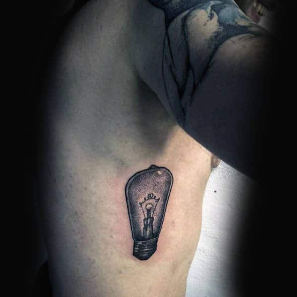 Guys Ribs Light Bulb Tattoos