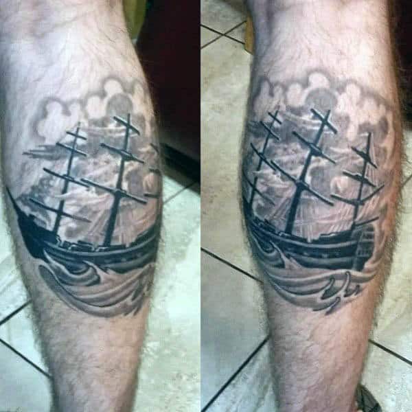 sailboat leg tattoo