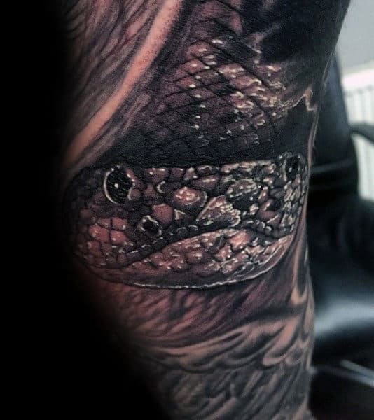 Guys Shaded Snake 3d Sleeve Tattoo
