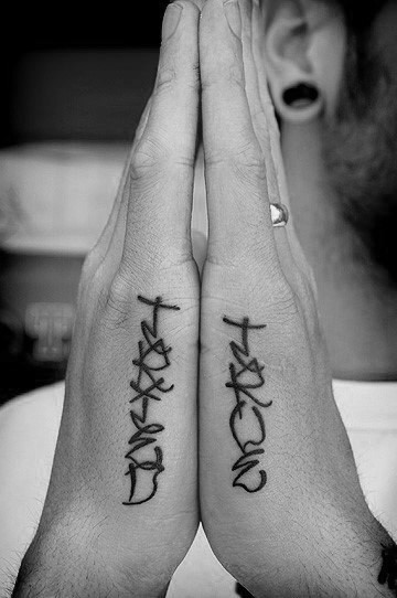 Guys Side Hand Script Word Tattoo Designs