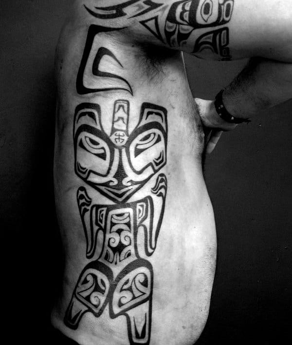 Guys Side Ribs Black Haida Tattoo