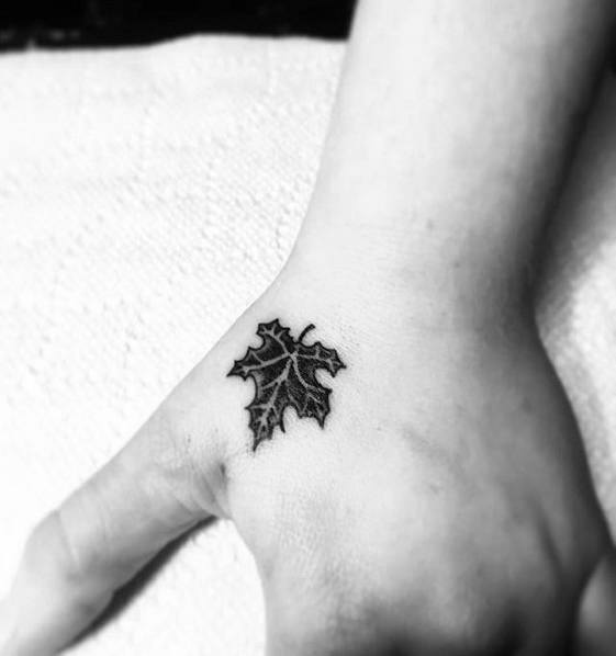 Guys Simple Hand Leaf Tattoo Design Ideas