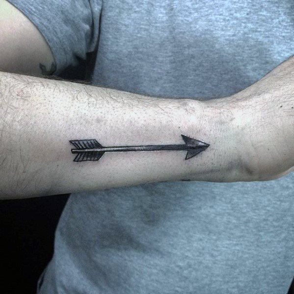 Guys Small Arrow Tattoo Design Ideas On Side Of Forearm