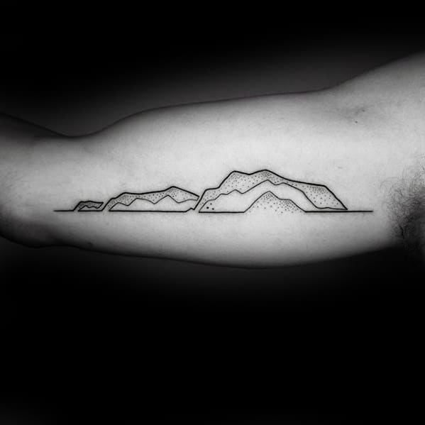 Guys Small Minimalist Mountains Bicep Arm Tattoos