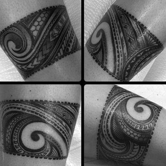 Guys Small Samoan Armband Tribal Tattoos