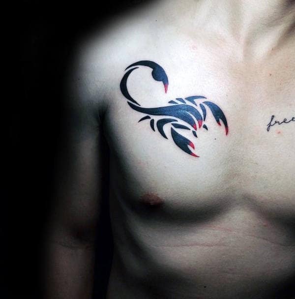 Guys Small Simple Scorpio Minmalist Tattoo Designs