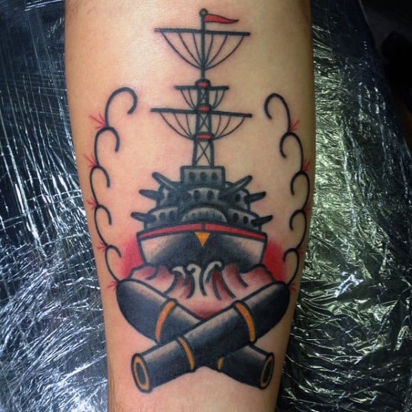 Guys Small Traditional Us Navy Tattoo