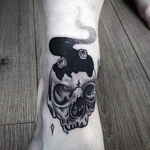 Guys Smoky Skull Tattoo Design Inspiration