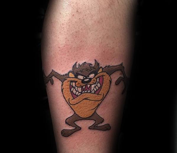 Guys Tasmanian Devil Tattoos On Leg