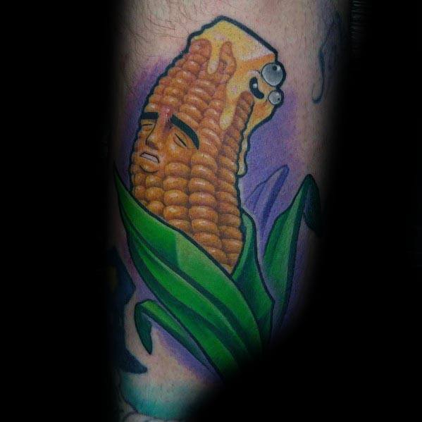 Guys Tattoo Corn With Butter Character