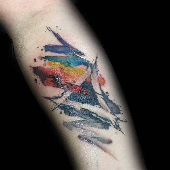 Guys Tattoo Ideas Dark Side Of The Moon Watercolor Inner Forearm Designs