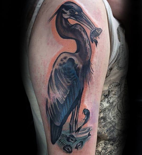 Guys Tattoo Ideas Heron Designs On Arm