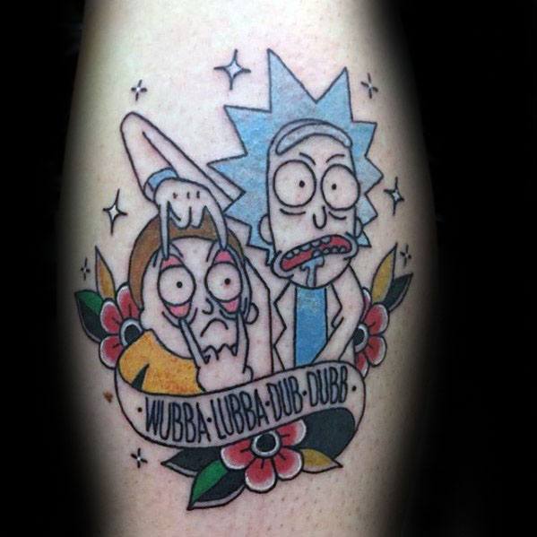 Guys Tattoo Ideas Rick And Morty Designs On Leg Calf