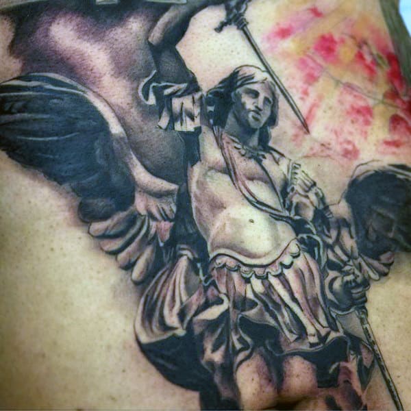 Guy's Tattoo Of Archangel Micheal