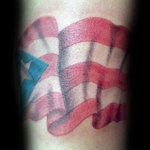 Guys Tattoo Puerto Rican Flag