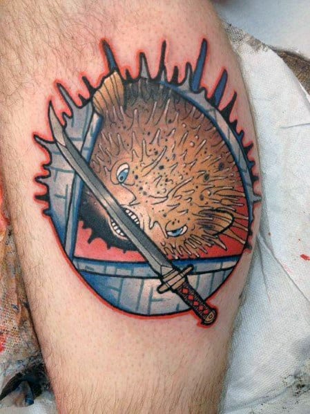 Guys Tattoo Puffer Fish