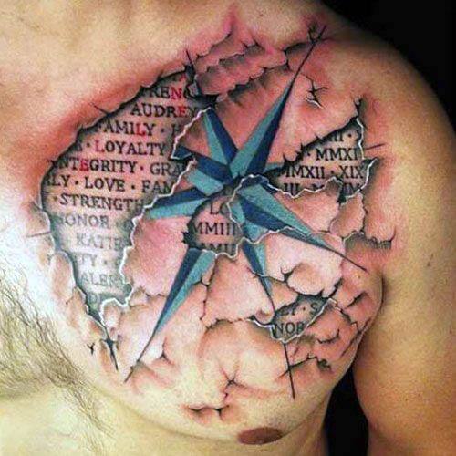 Guys Tattoos With 3d Star Design